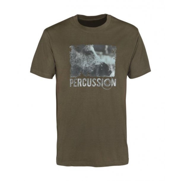Percussion T-shirt med vildsvin motiv i kaki