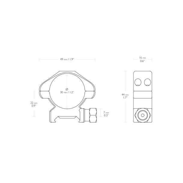 Hawke Match mount steel rings 30 mm Weaver medium